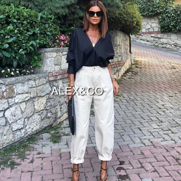 Zara white slouchy jeans Clearance